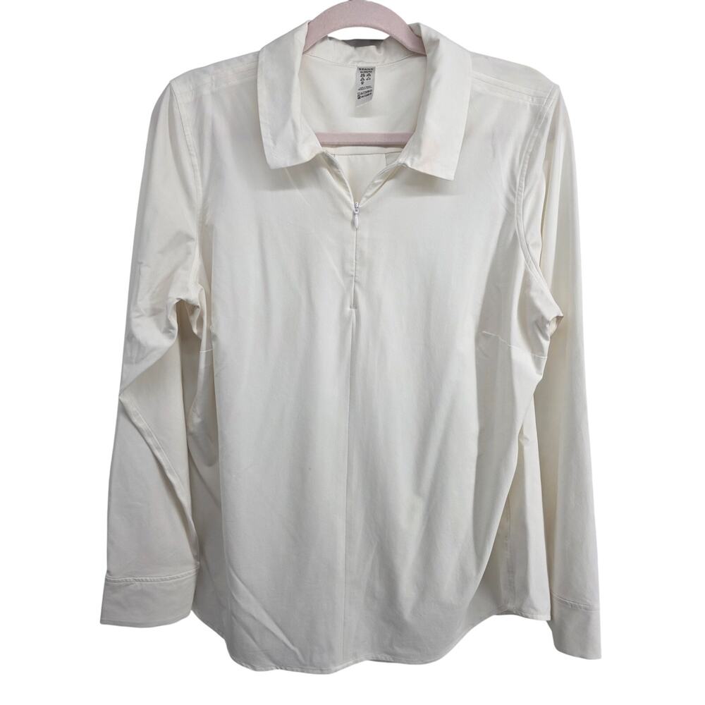 Spanx Quarter Zip Pullover Shirt Size XL Powder White - Flaws